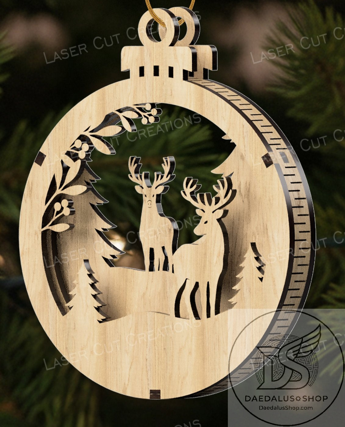 Three Layer Wooden Holiday Ornament
