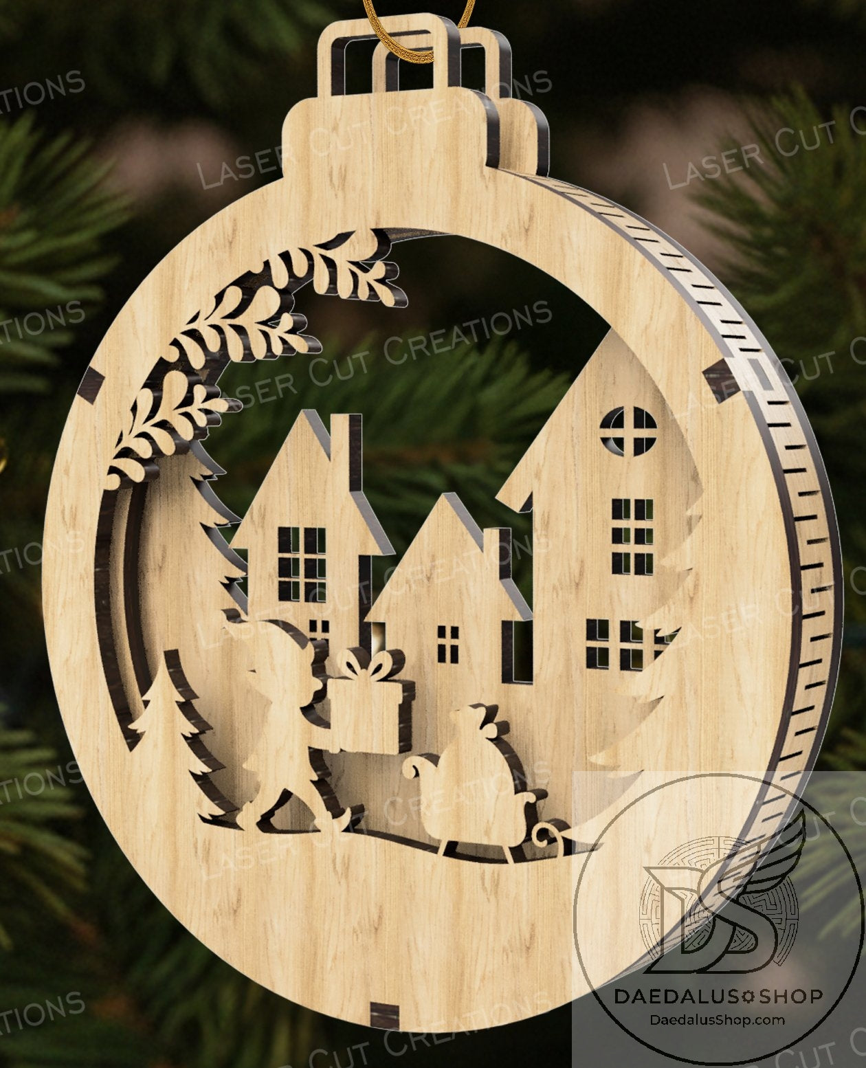 Three Layer Wooden Holiday Ornament