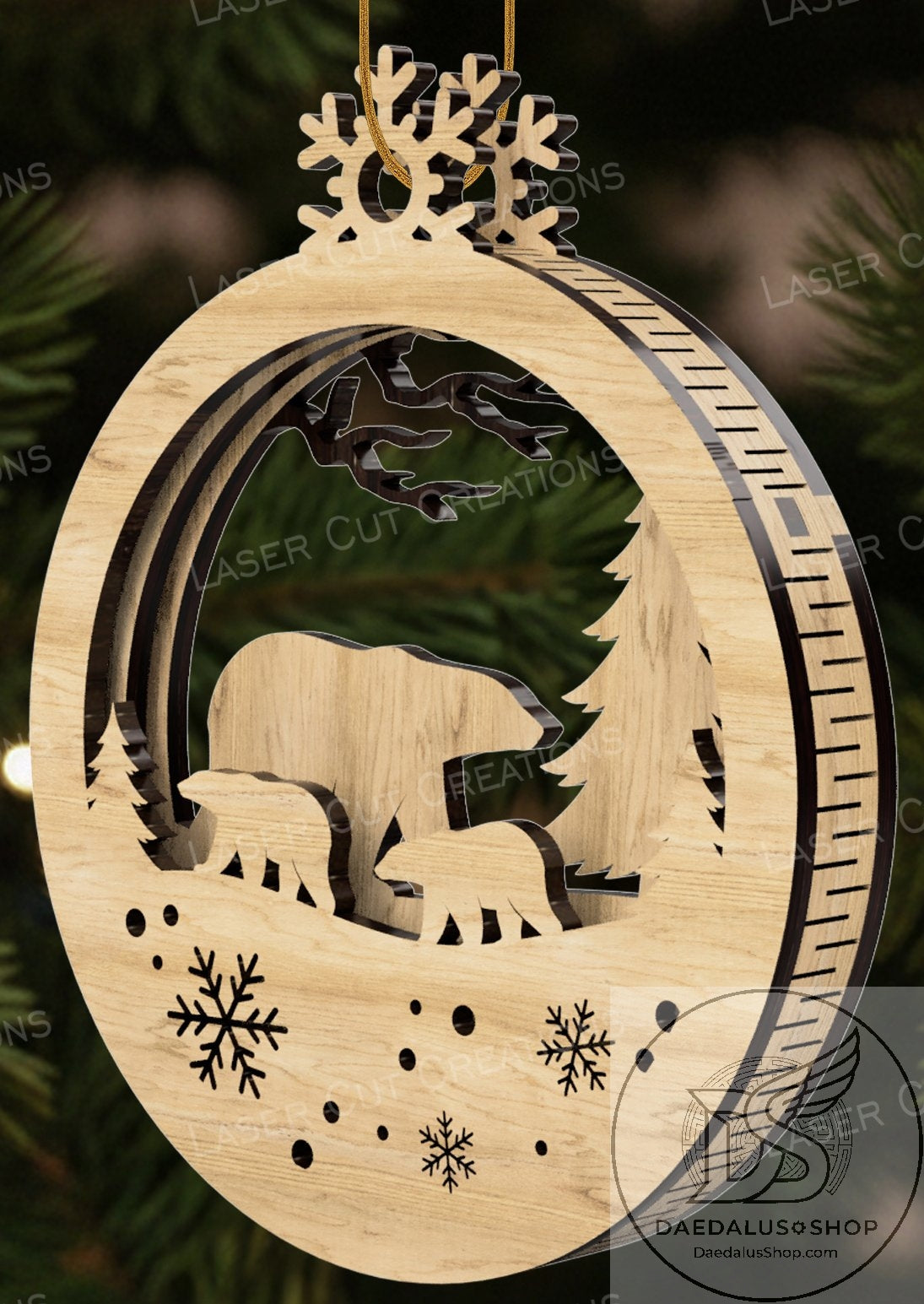 Three Layer Wooden Holiday Ornament