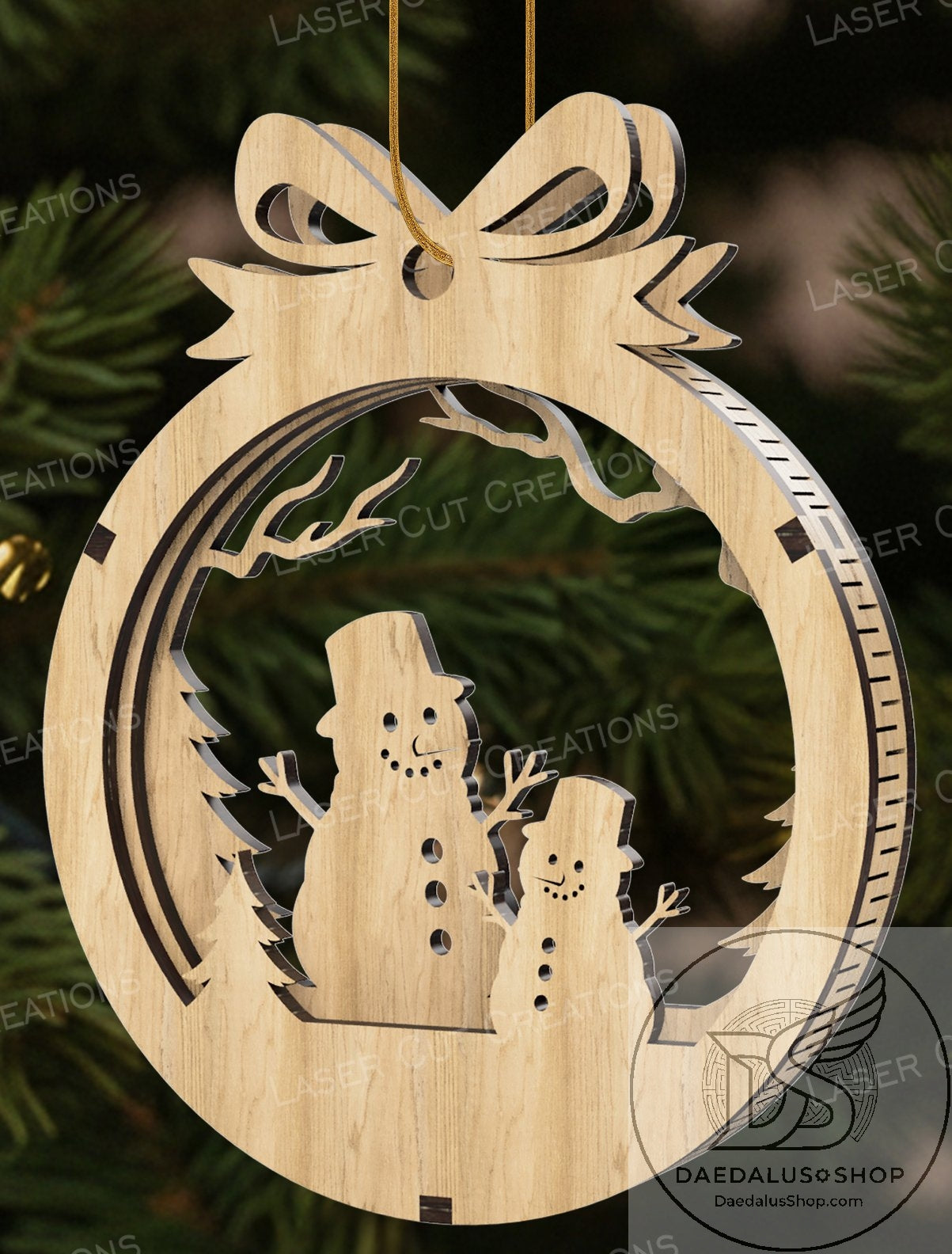 Three Layer Wooden Holiday Ornament