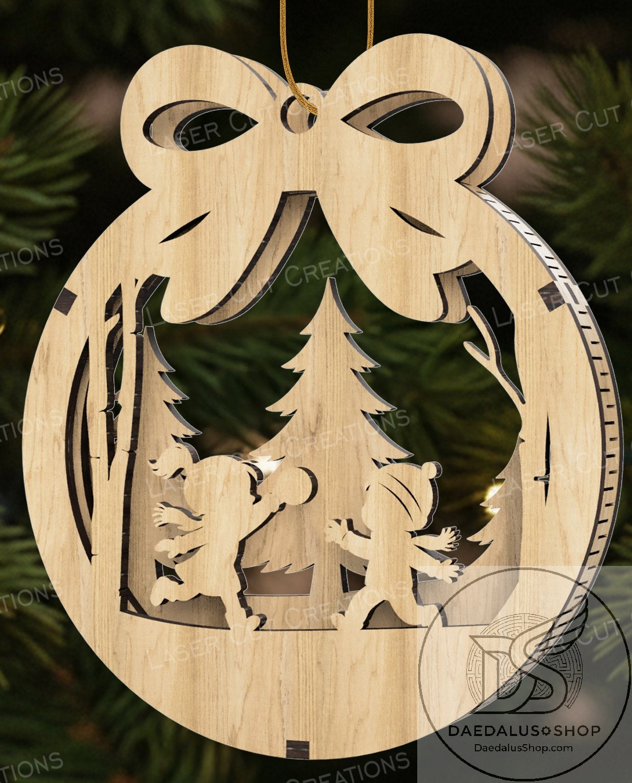Three Layer Wooden Holiday Ornament