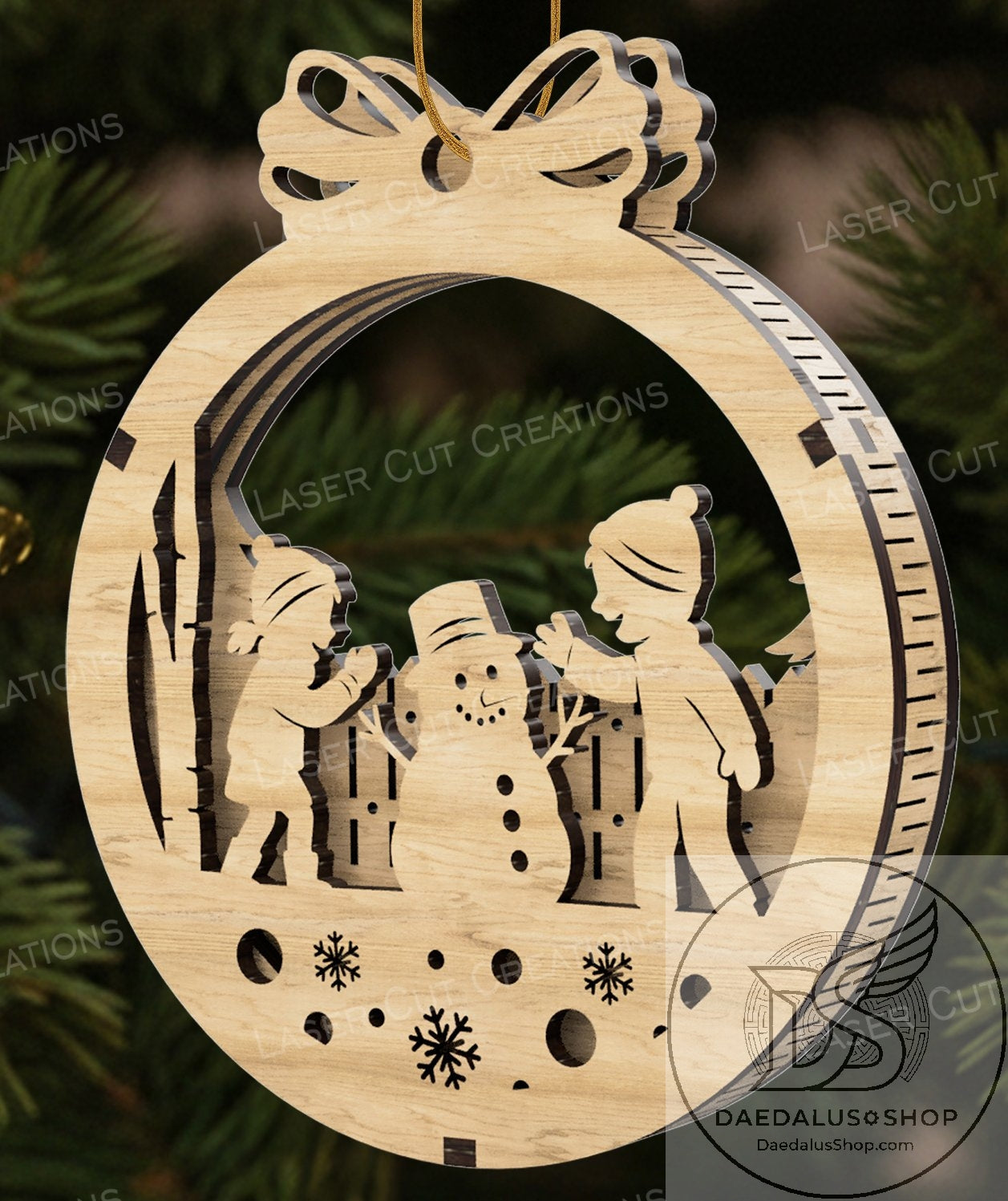 Three Layer Wooden Holiday Ornament