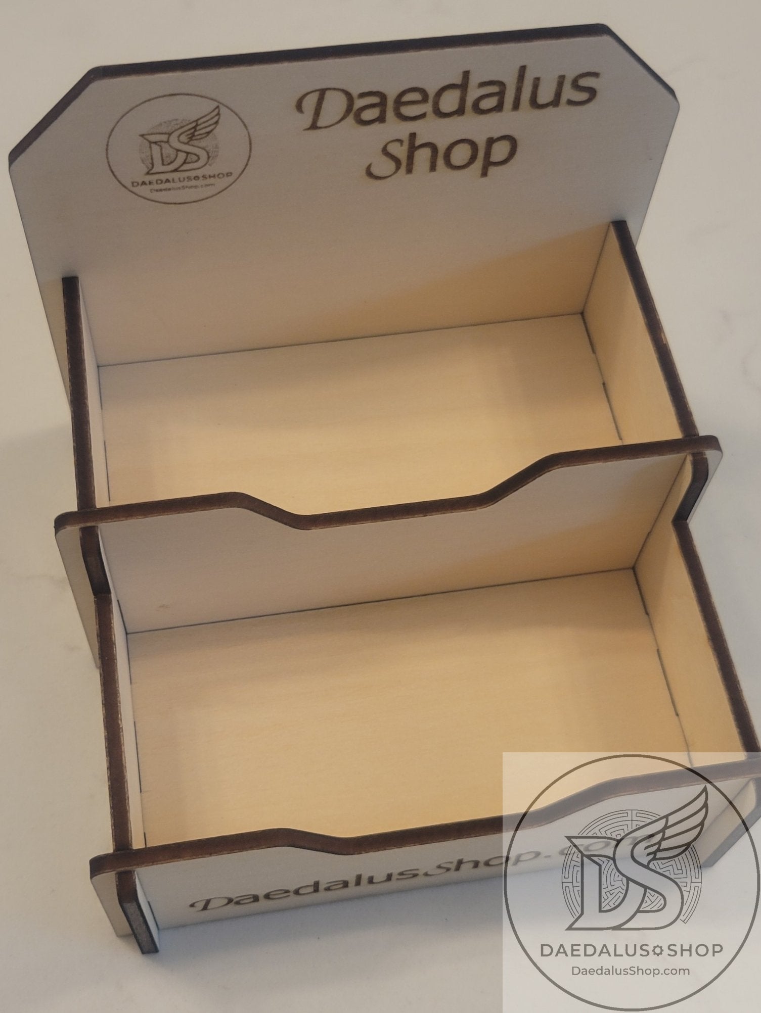 Wooden Double Stacked Personalized Business Card Holder