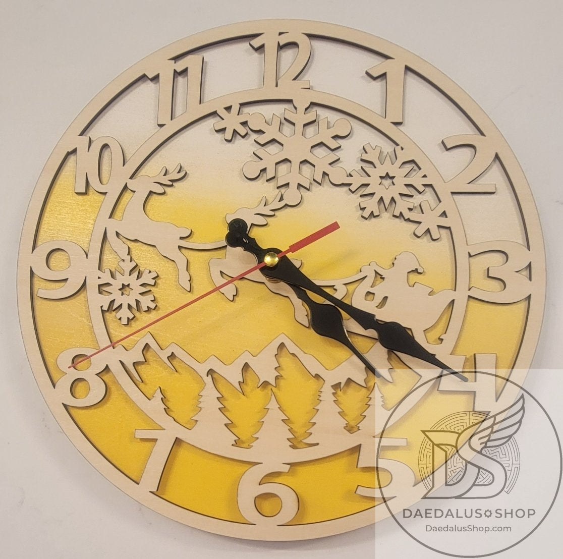 Santa Sleigh and Reindeer Wall Clock
