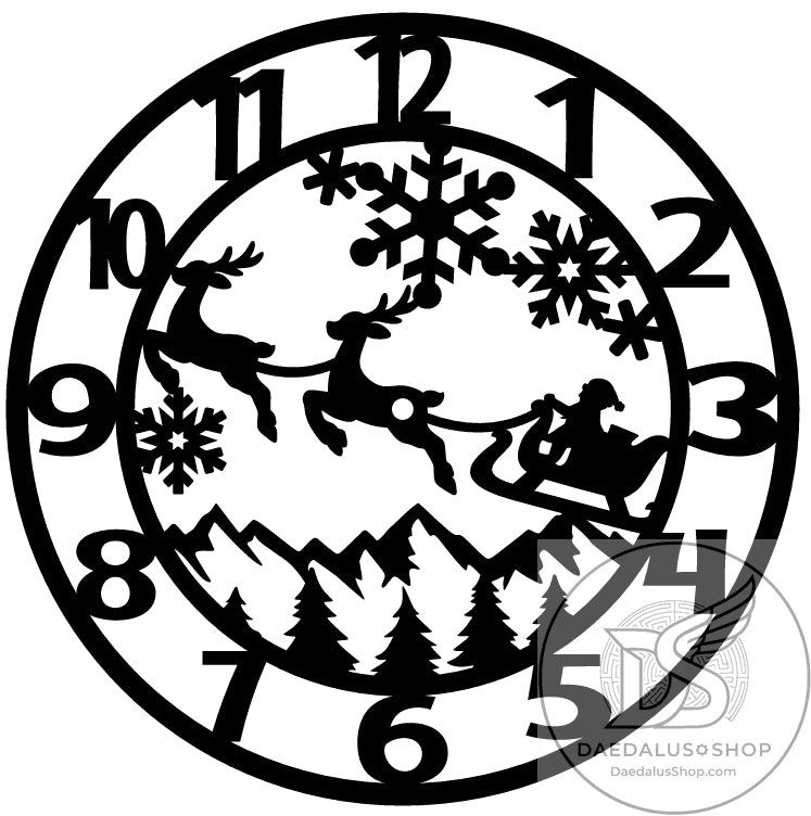 Santa Sleigh and Reindeer Wall Clock