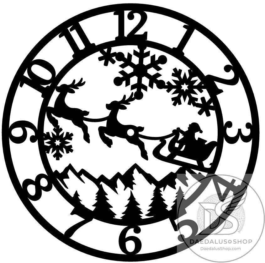 Santa Sleigh and Reindeer Wall Clock
