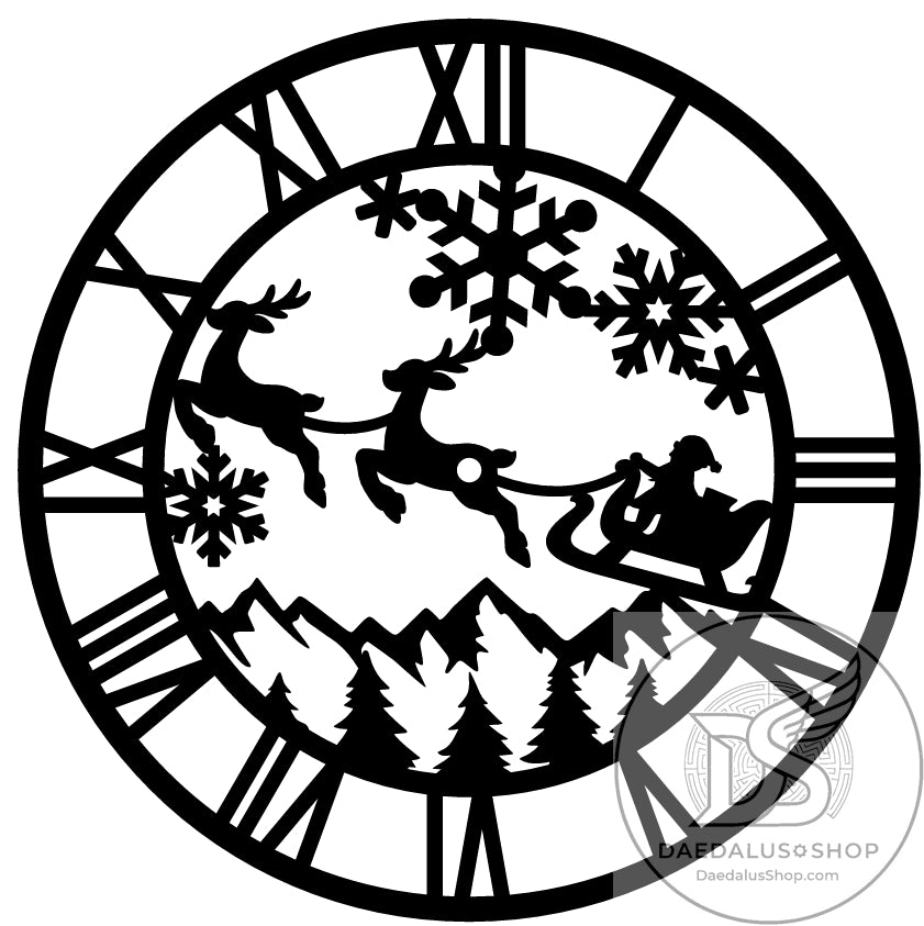 Santa Sleigh and Reindeer Wall Clock