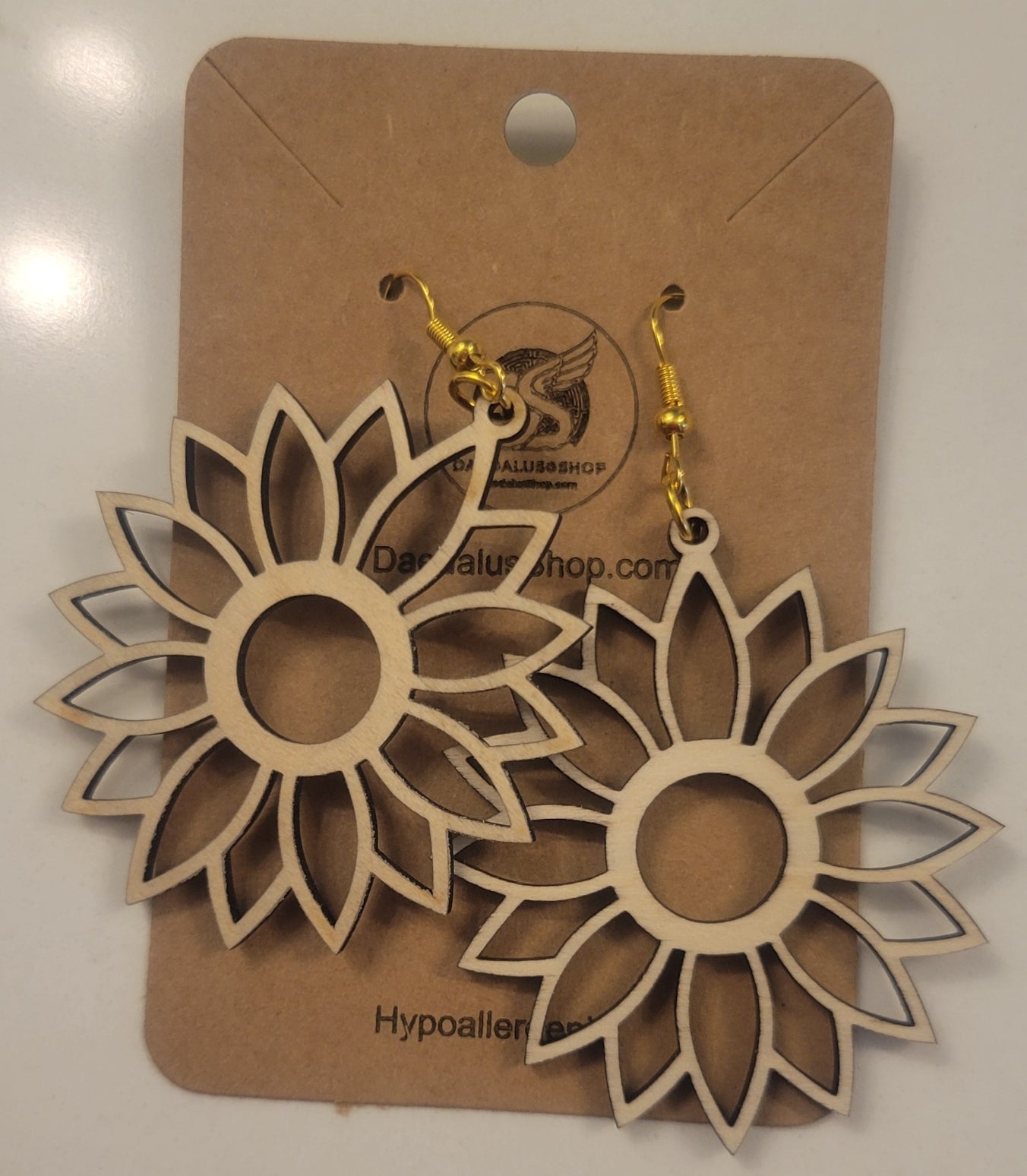 Wooden Cutout Earrings Flower 48mm x 54mm