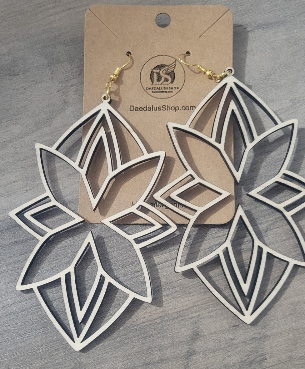 Wooden Cutout Earrings Geometric 65mm x 99mm