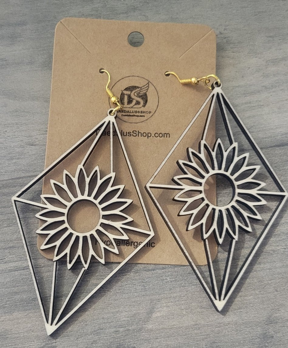 Wooden Cutout Earrings Sun Catcher 50x80