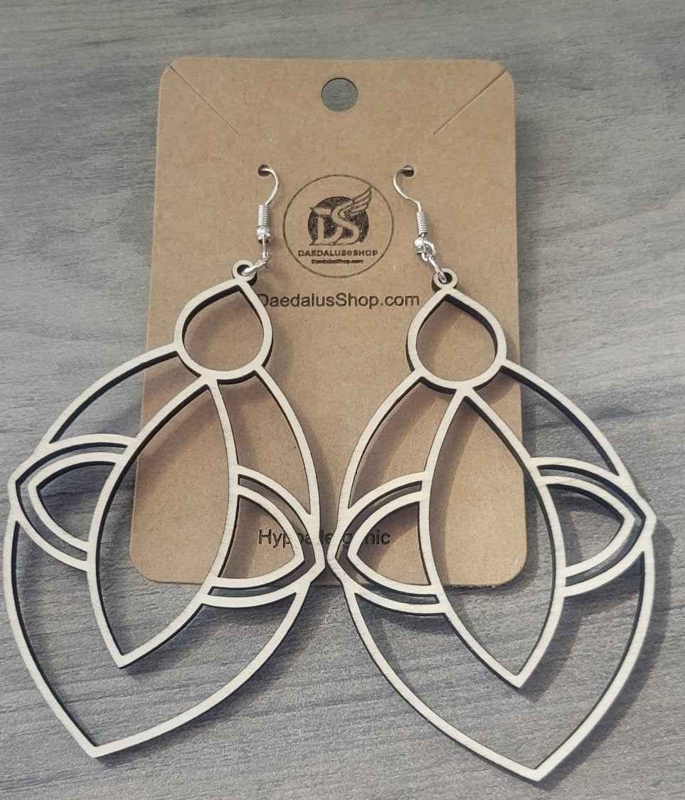 Wooden Cutout Earrings Eggish 50mm x 80mm