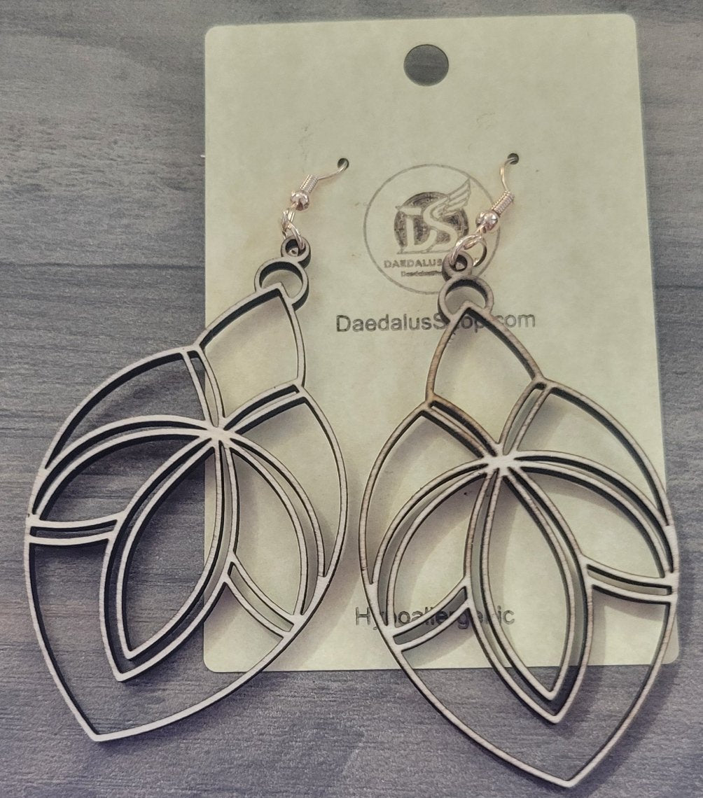 Wooden Cutout Earrings Drop 40mm x 70mm