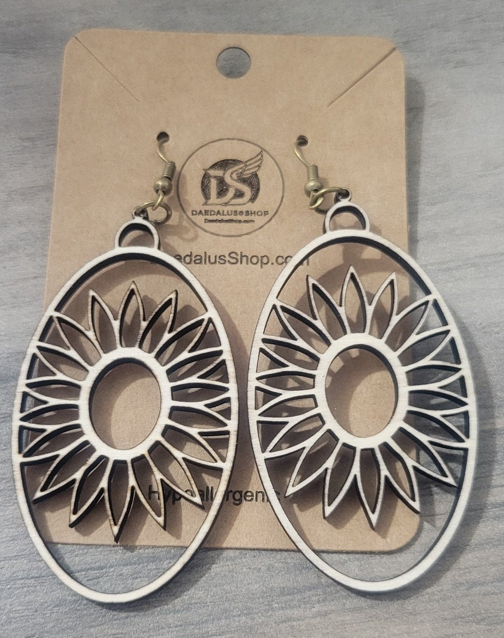 Wooden Cutout Earrings Flower Egg 35mm x 65mm