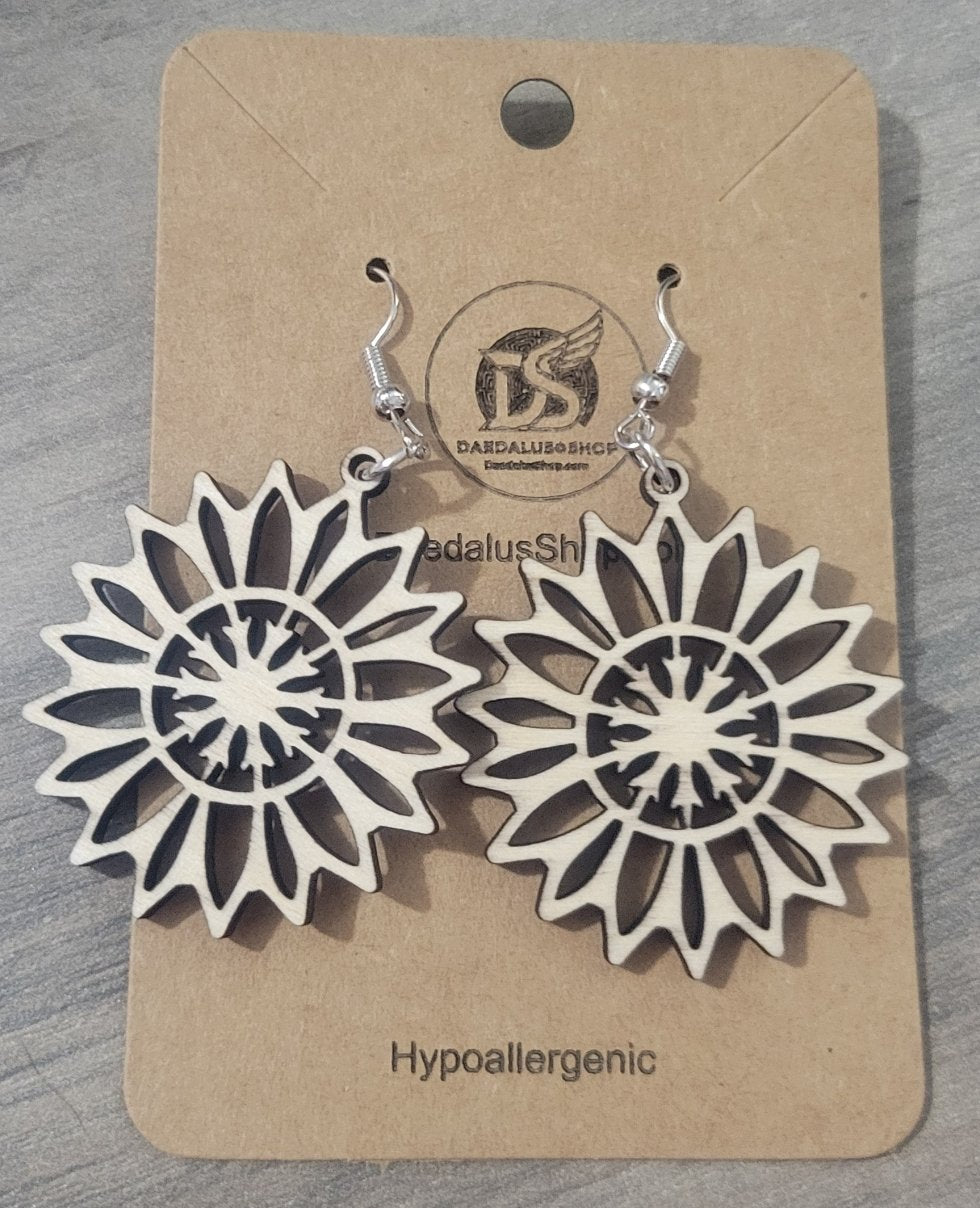 Wooden Cutout Earrings Snowflake 35mm x40mm