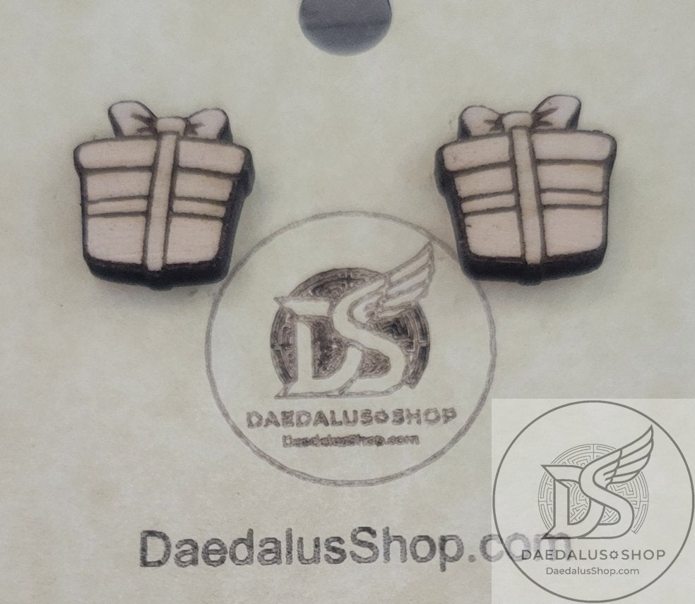 Wooden Gift Box Stud Earring Set 12mm x 12mm