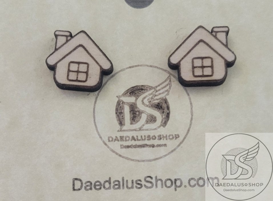 Wooden House/Cabin stud Earring Set 12mm x 12mm