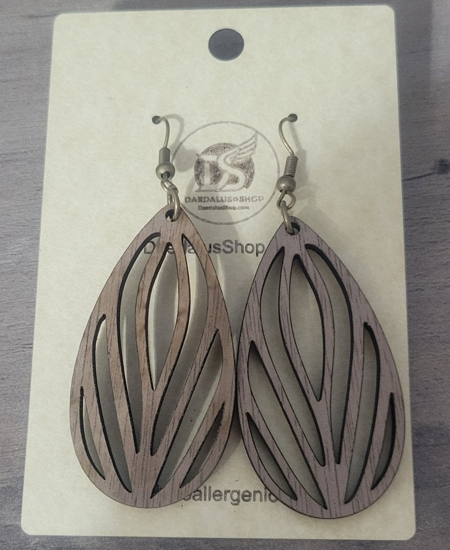 Walnut Wood Earrings with Bronze Hooks - 9 Styles