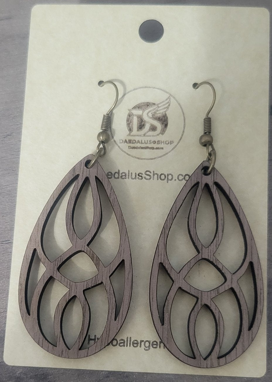 Walnut Wood Earrings with Bronze Hooks - 9 Styles