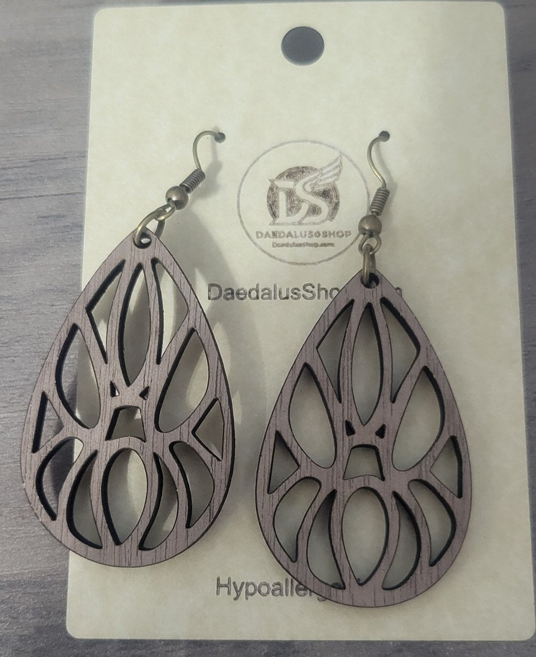 Walnut Wood Earrings with Bronze Hooks - 9 Styles