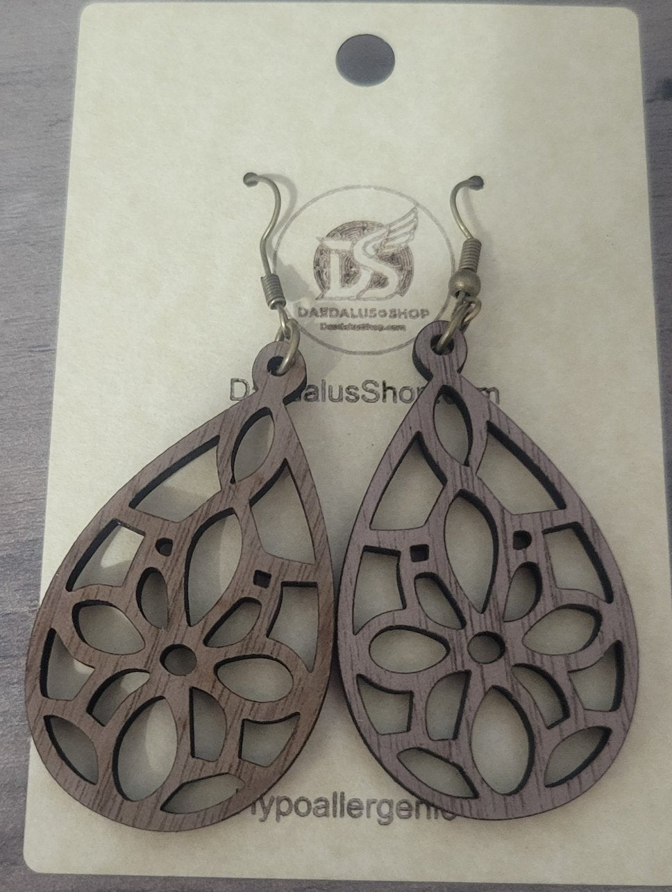 Walnut Wood Earrings with Bronze Hooks - 9 Styles