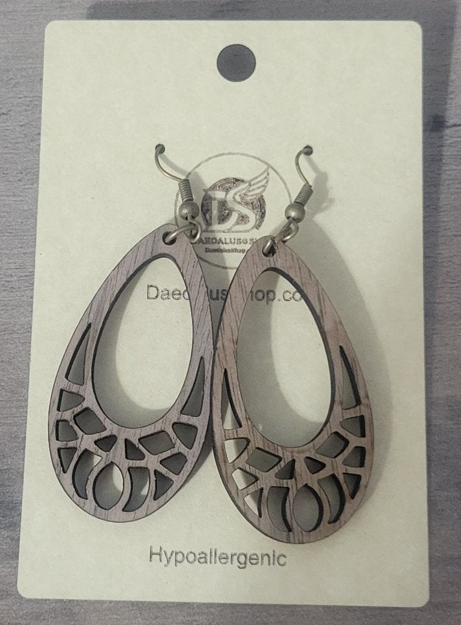 Walnut Wood Earrings with Bronze Hooks - 9 Styles