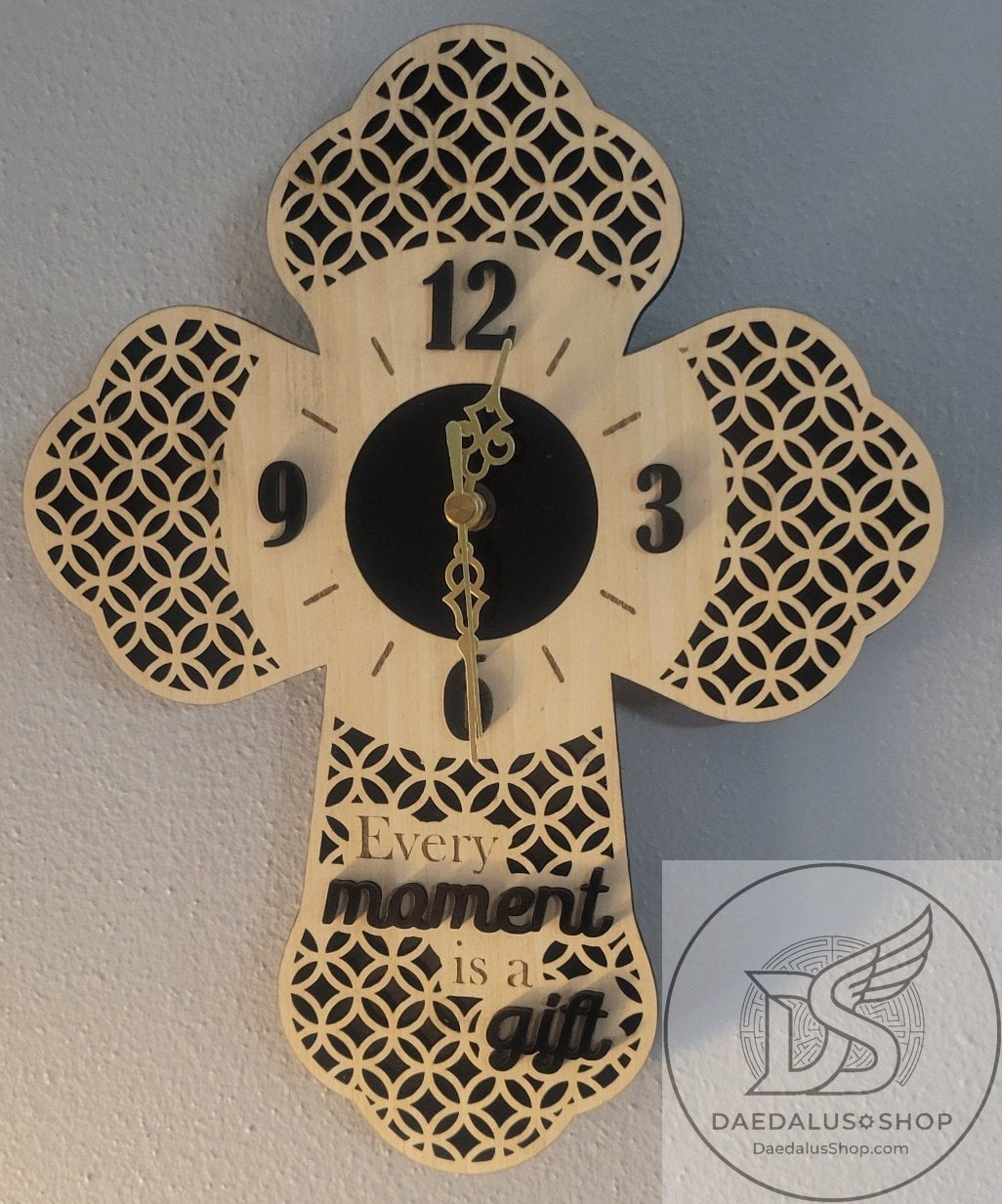 Every Moment is a Gift Wooden Cross Wall Clock