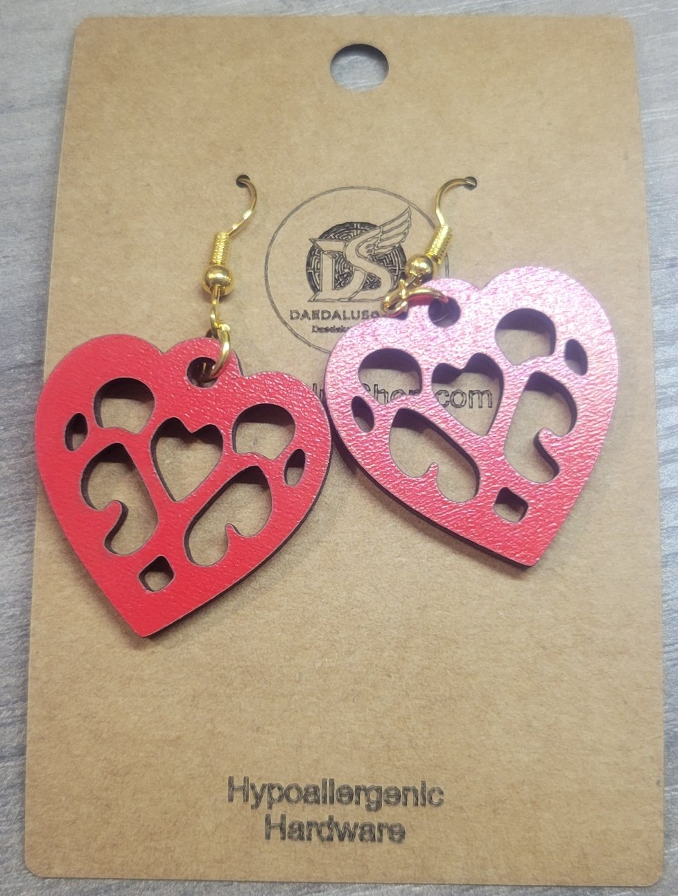 Open Work Filigree Heart Earrings - 30mm x 30mm