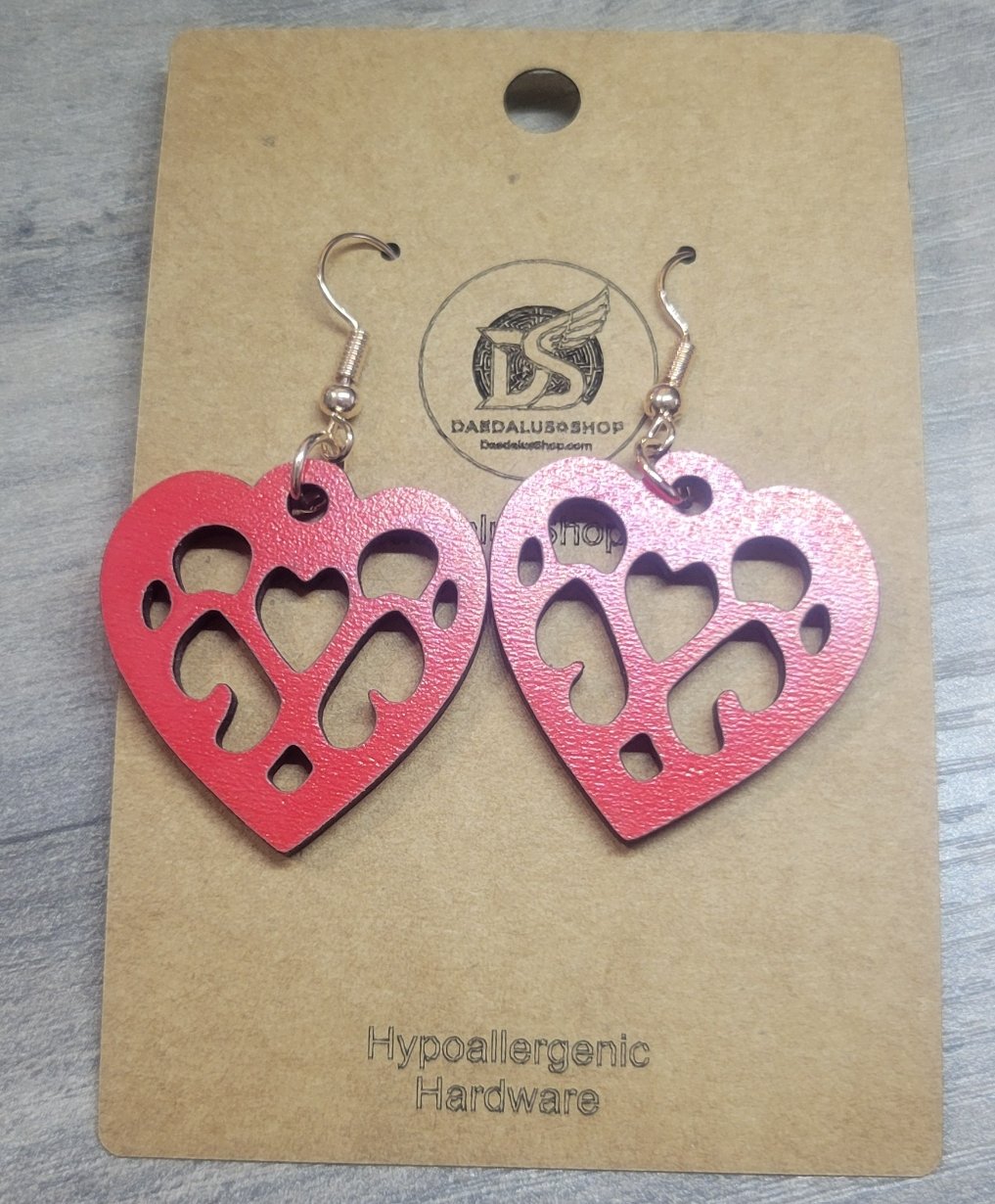 Open Work Filigree Heart Earrings - 30mm x 30mm