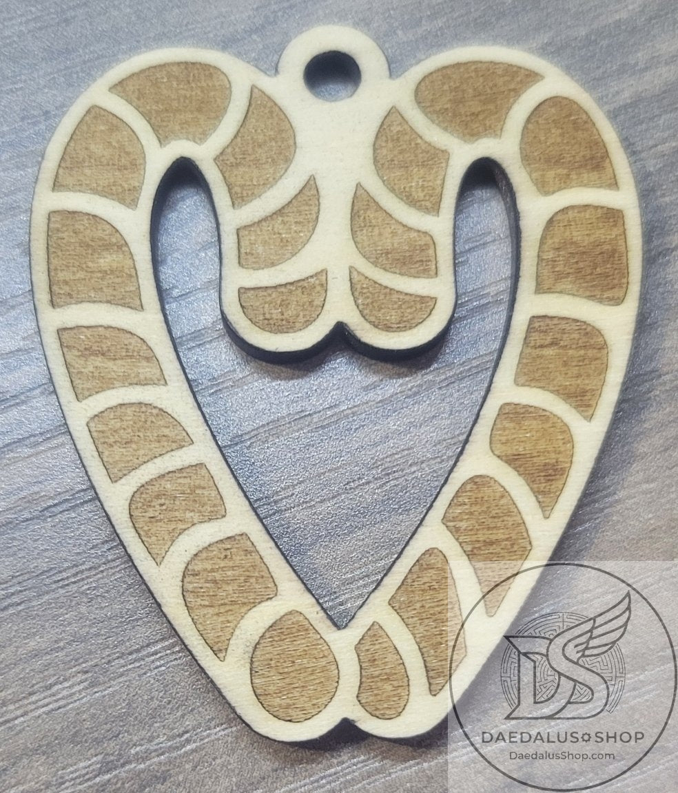 Wooden Candy Cane Keychain