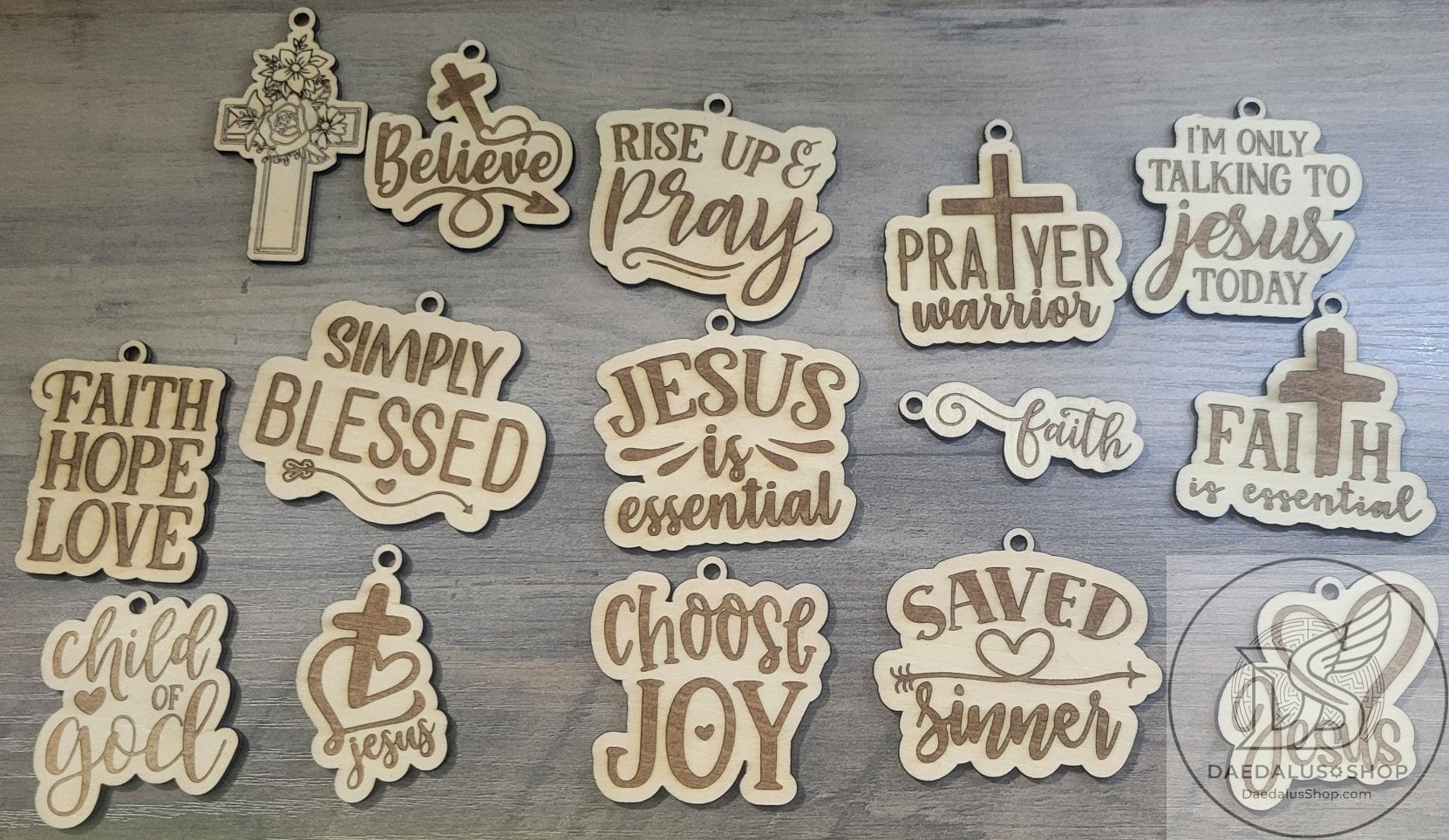 Religious Words Keychains - Wooden Laser Cut