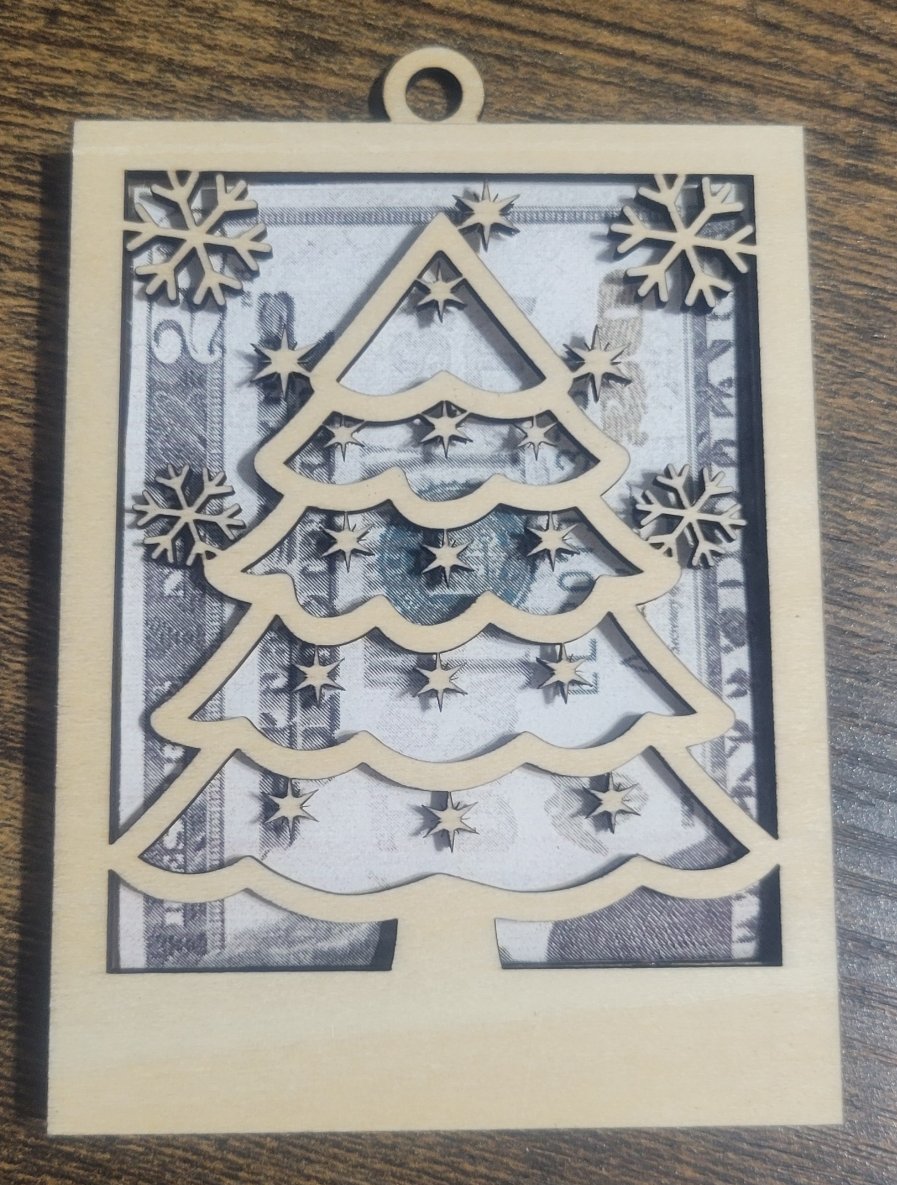 Wooden Laser Cut Money/Gift Card Ornament