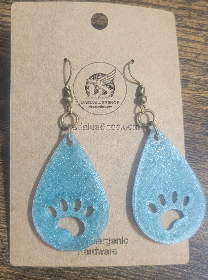 3D Printed Slanted Dog Paw Earring Set