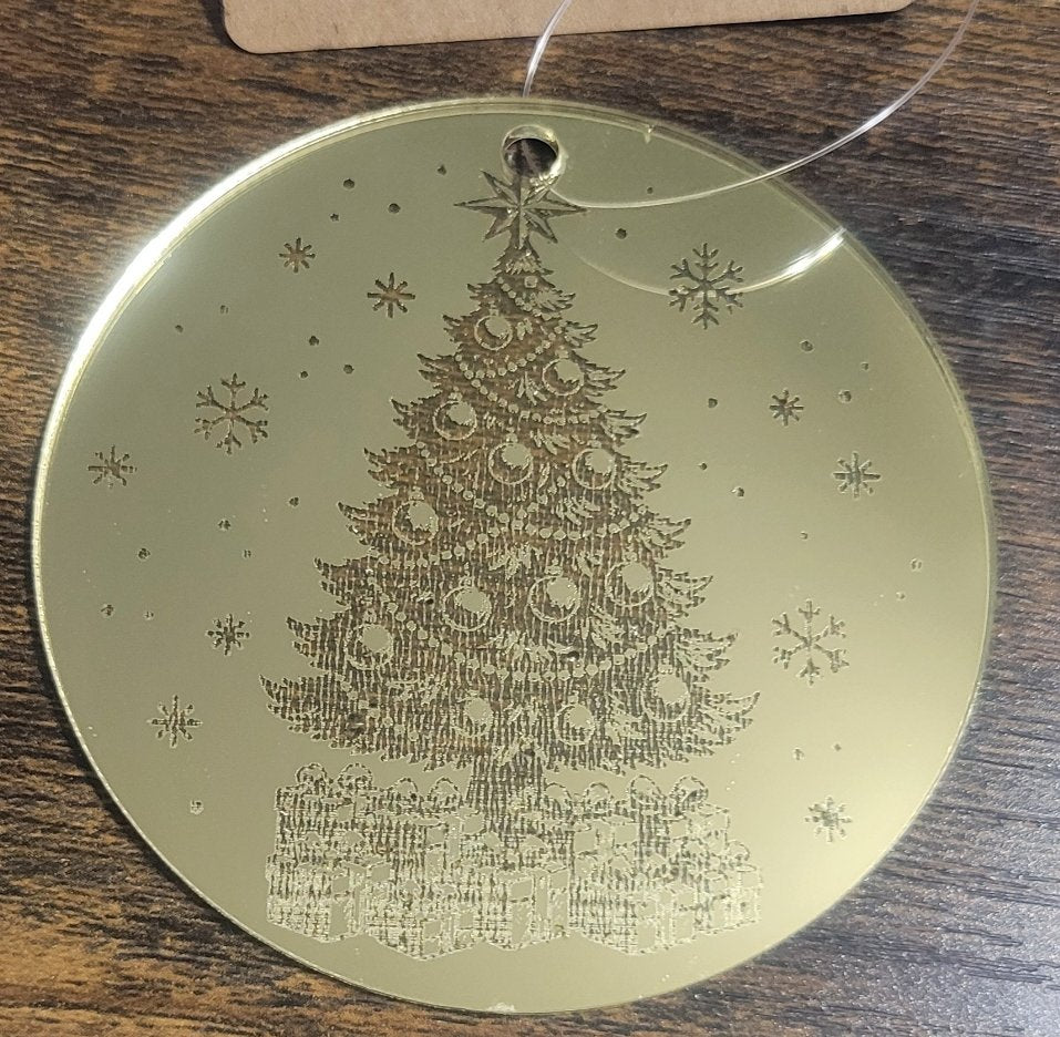 Golden Circular Acrylic Ornament 3 "