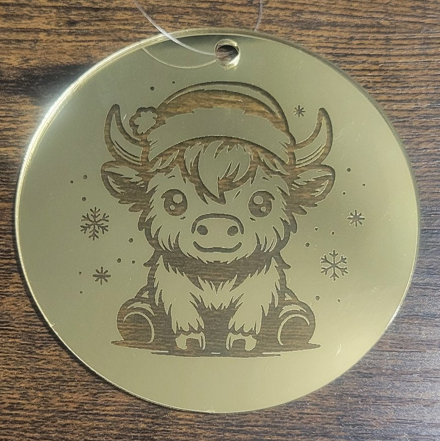 Golden Circular Acrylic Ornament 3 "