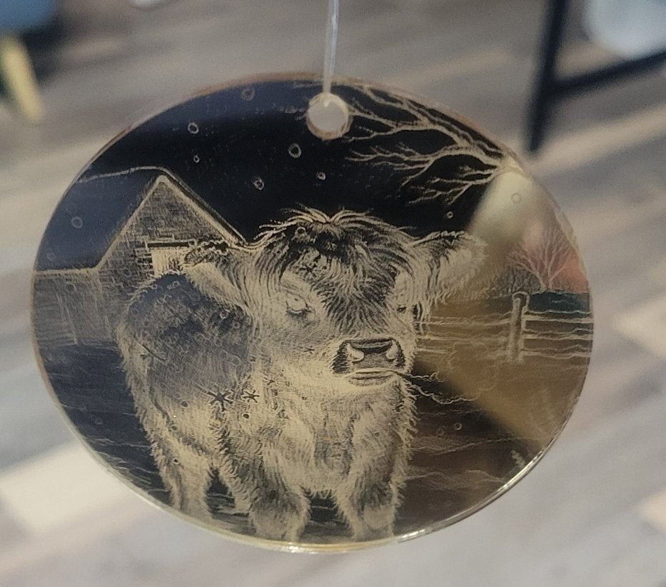 Golden Circular Acrylic Ornament 3 "