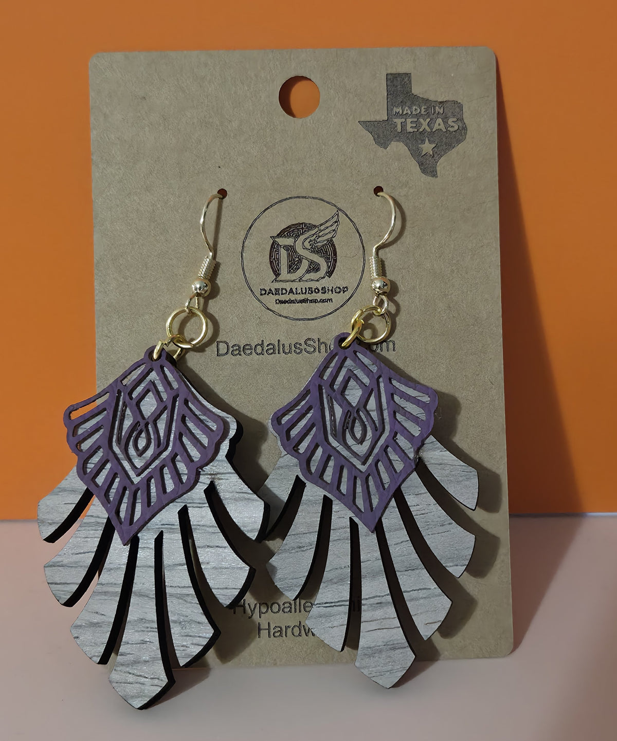 Boho Style Wood and Leatherette Leaf Earrings – 50mm x 30mm