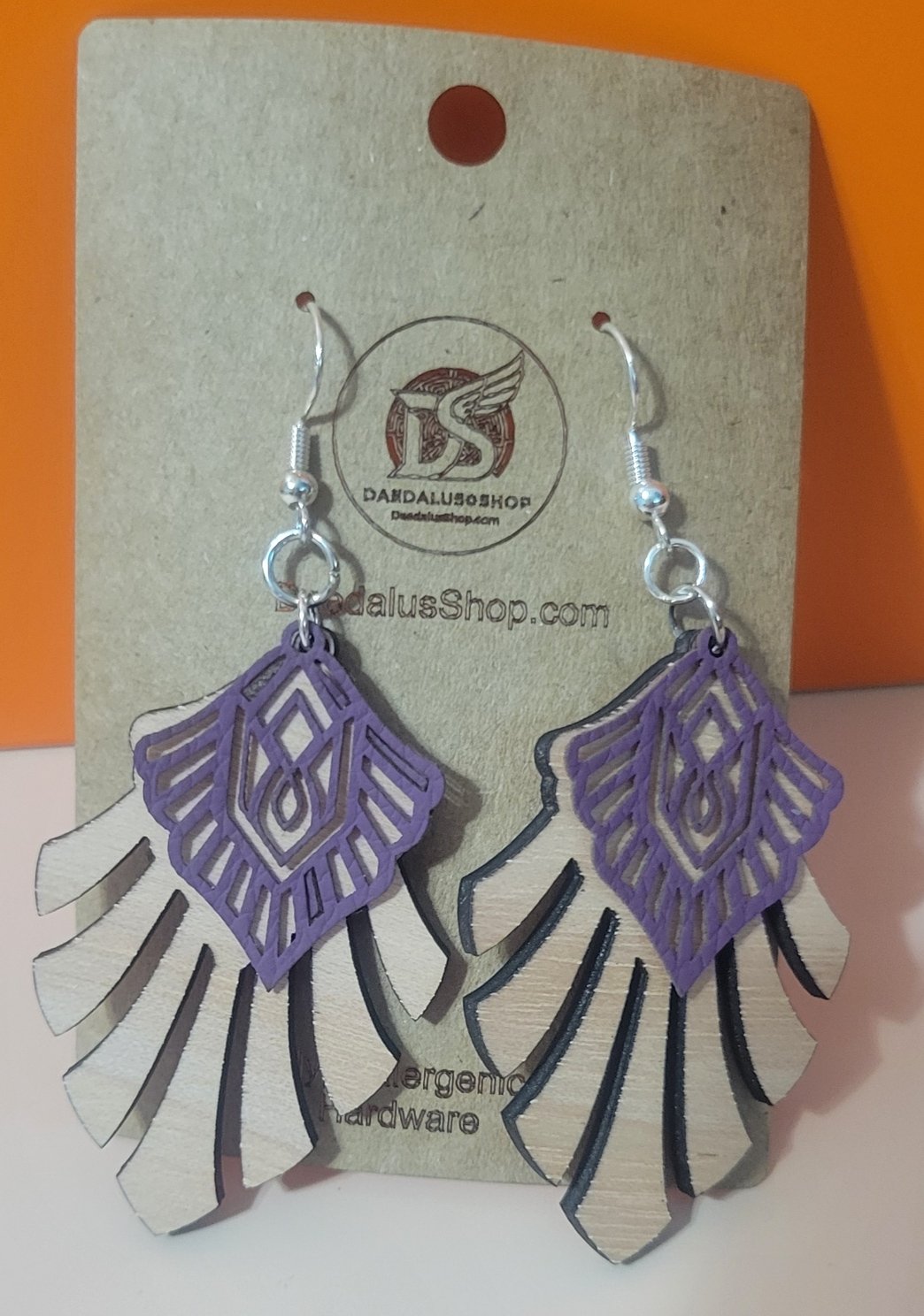Boho Style Wood and Leatherette Leaf Earrings – 50mm x 30mm