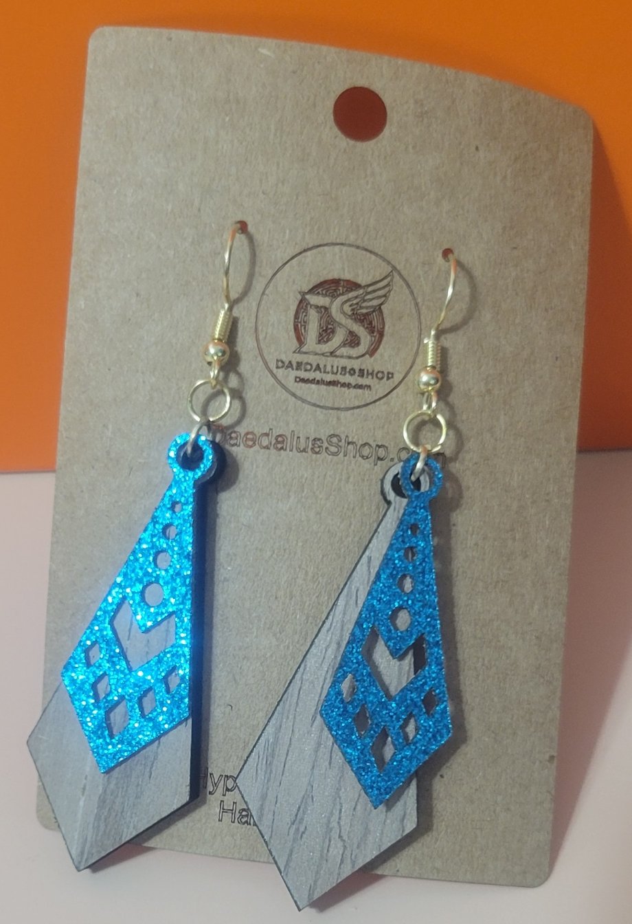 Aretes estilo bohemio - Madera y piel sintética - 50 mm x 20 mm