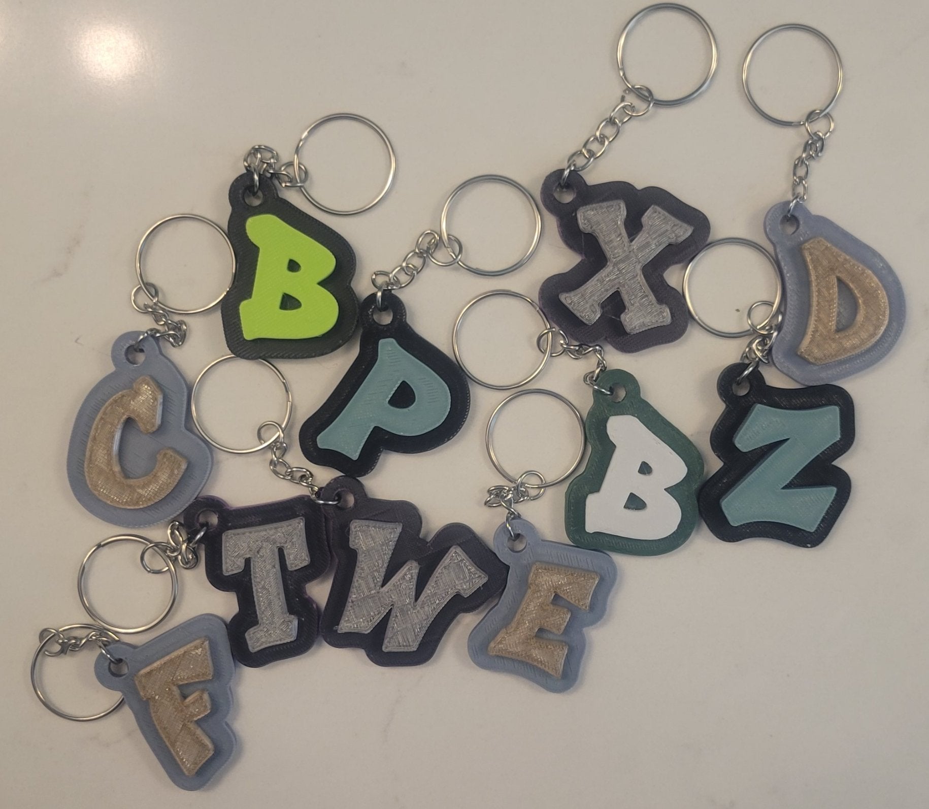 3D Printed Graffiti Style Raised Keychain - Two Colors