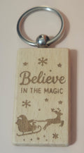Holiday Themed Wooden Rectangular Keychain - 9 Styles