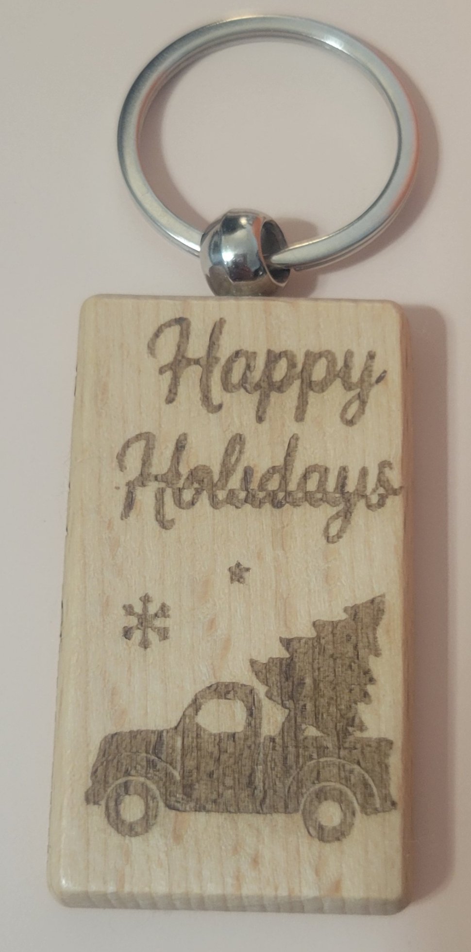Holiday Themed Wooden Rectangular Keychain - 9 Styles