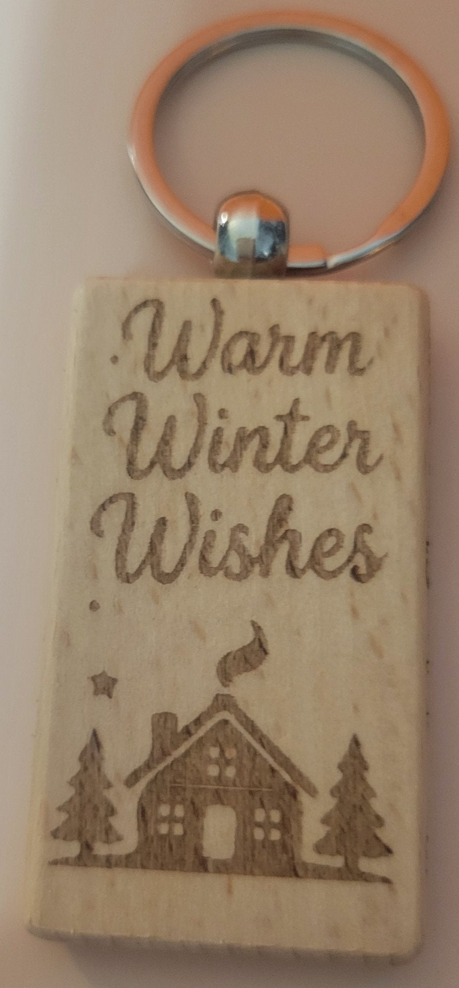 Holiday Themed Wooden Rectangular Keychain - 9 Styles