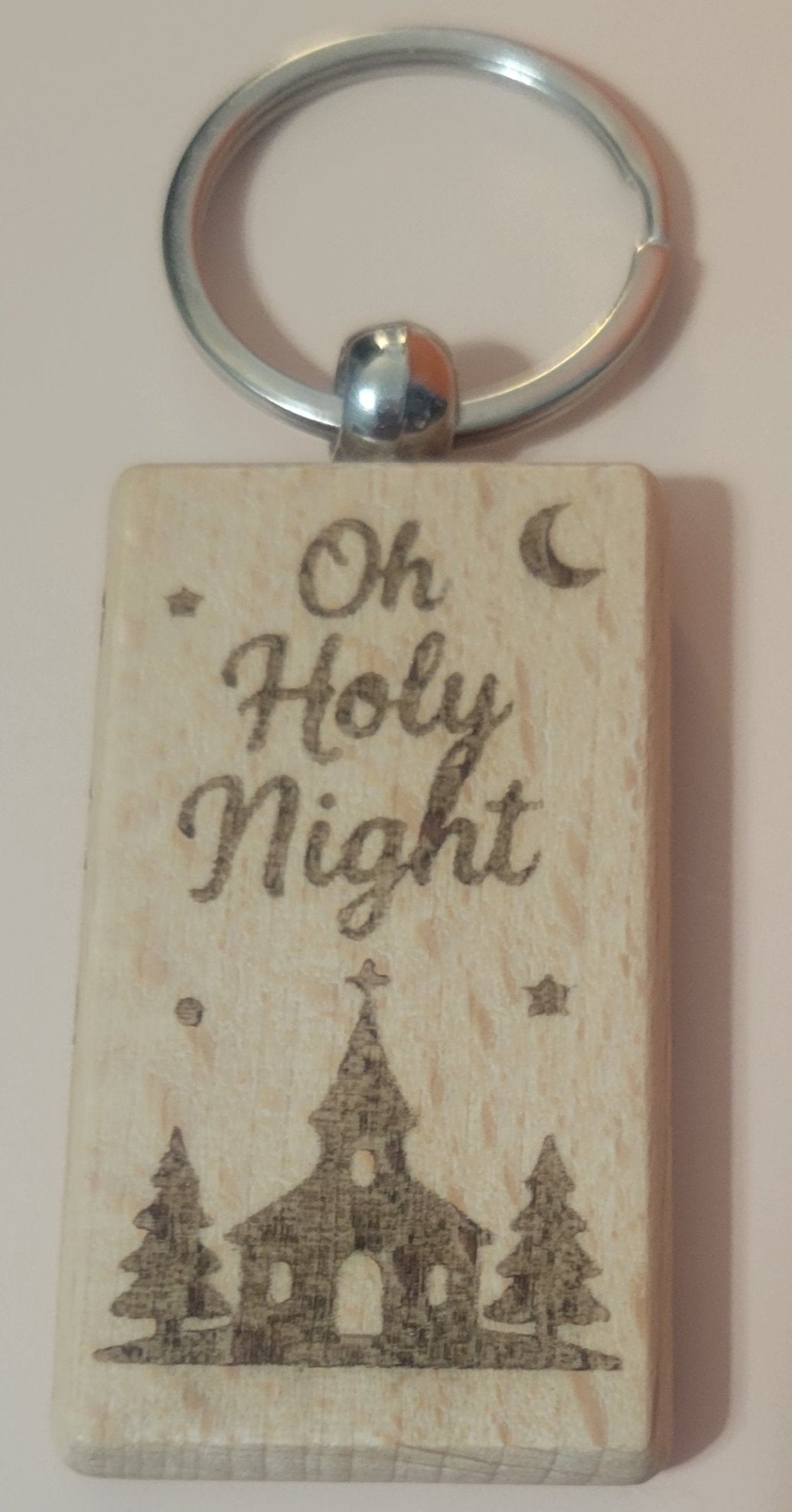 Holiday Themed Wooden Rectangular Keychain - 9 Styles