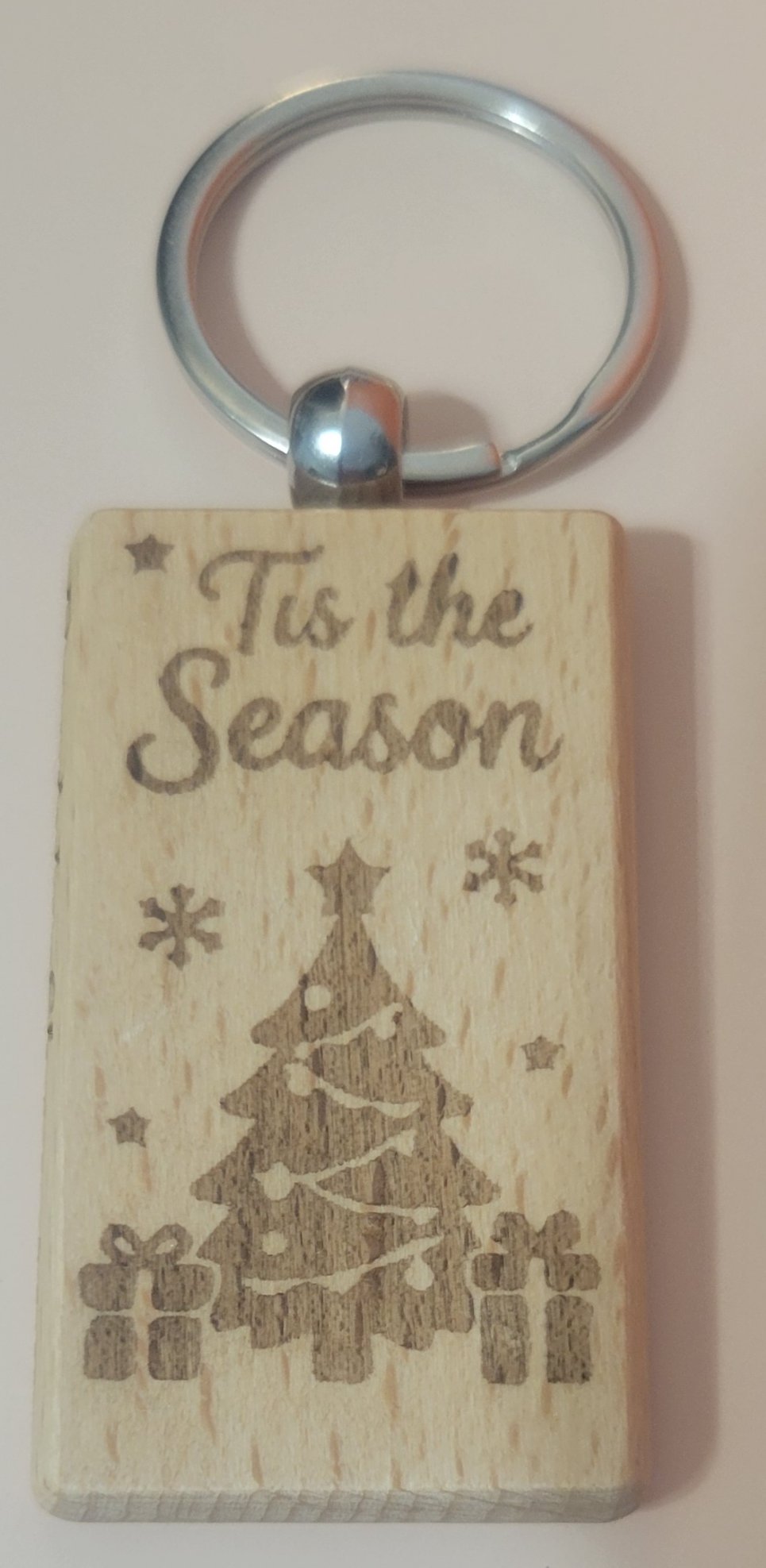 Holiday Themed Wooden Rectangular Keychain - 9 Styles