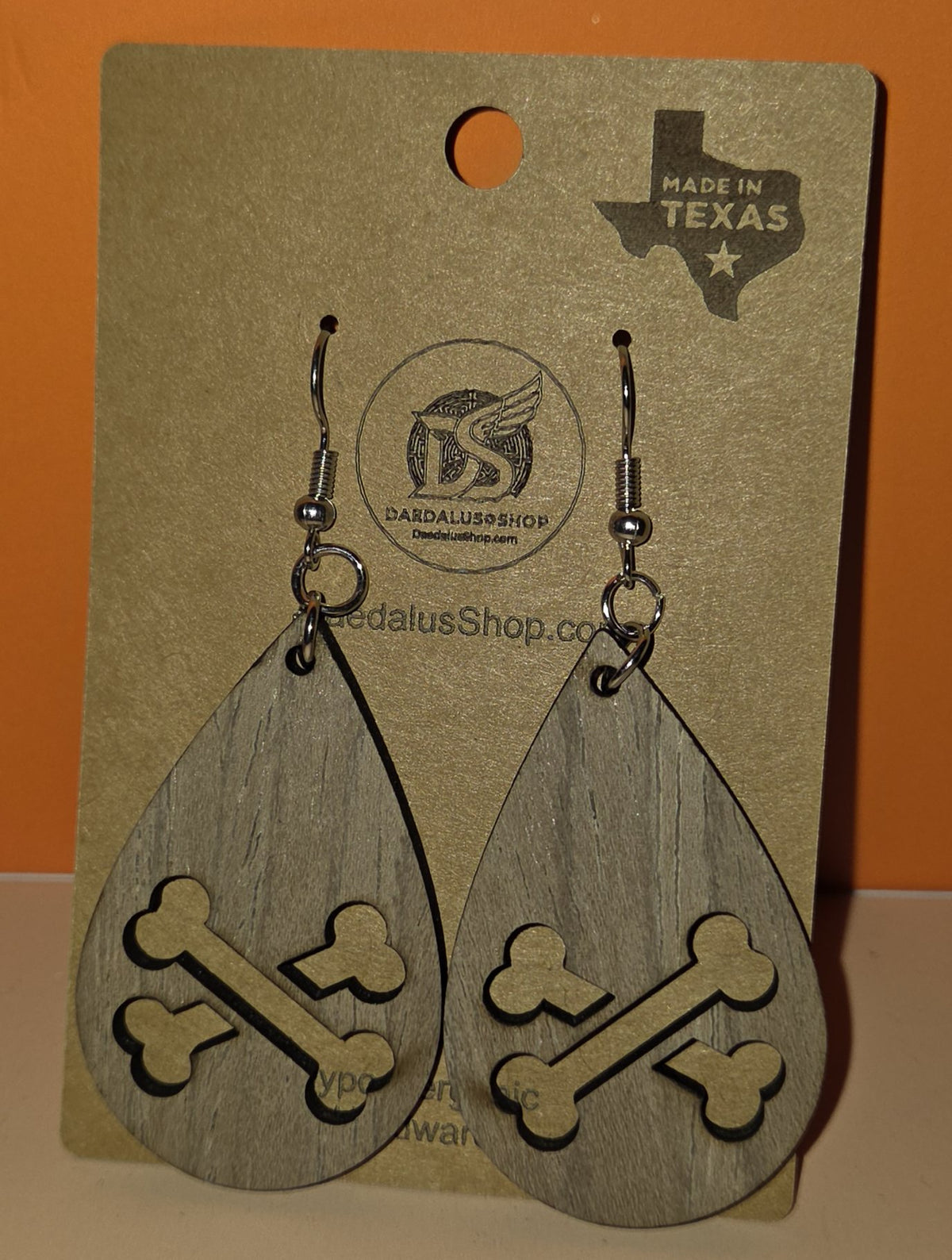 Cross Bones Wooden Earring