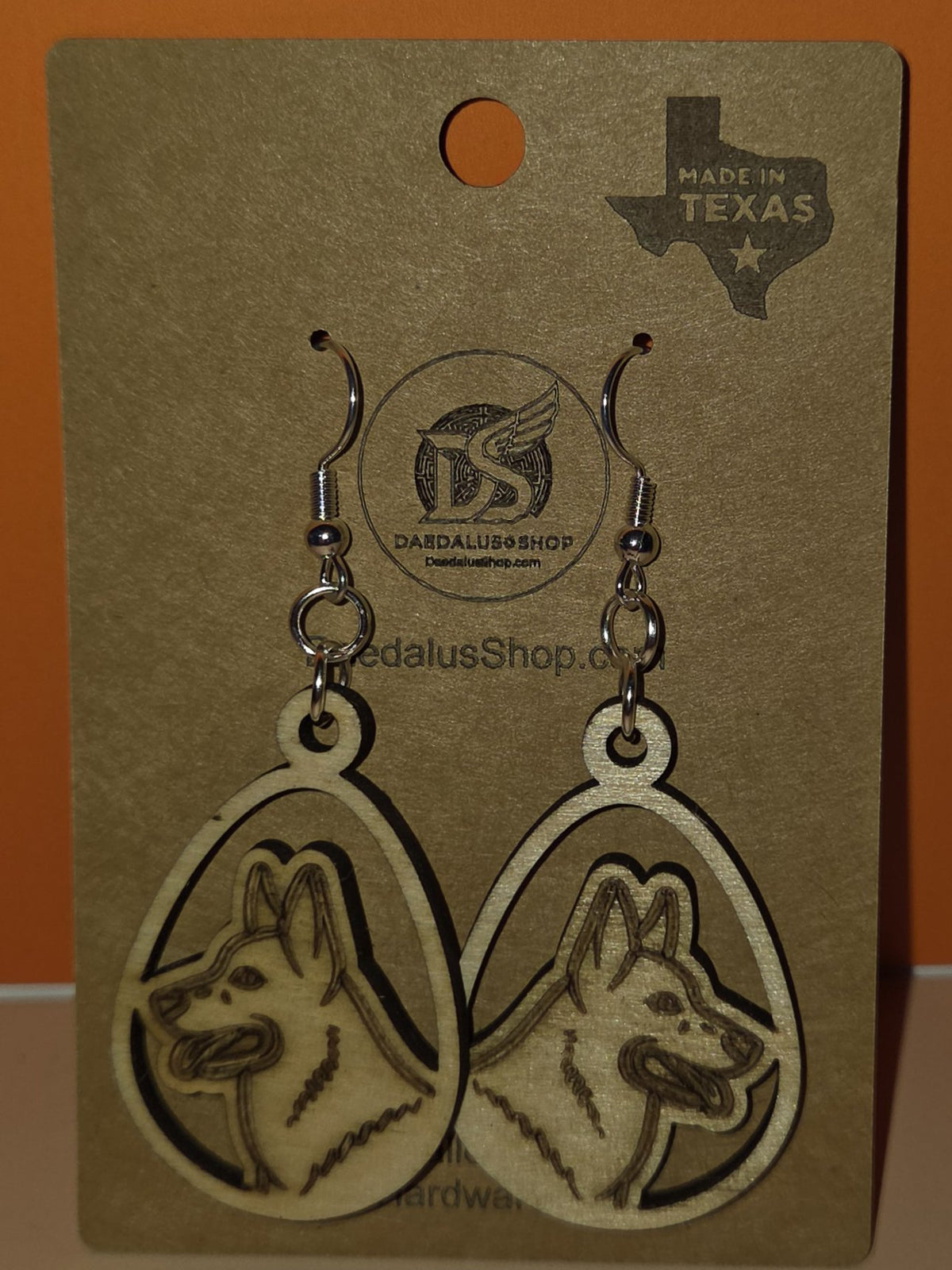 Wooden Teardrop Dog Breed Earrings - 12 Styles