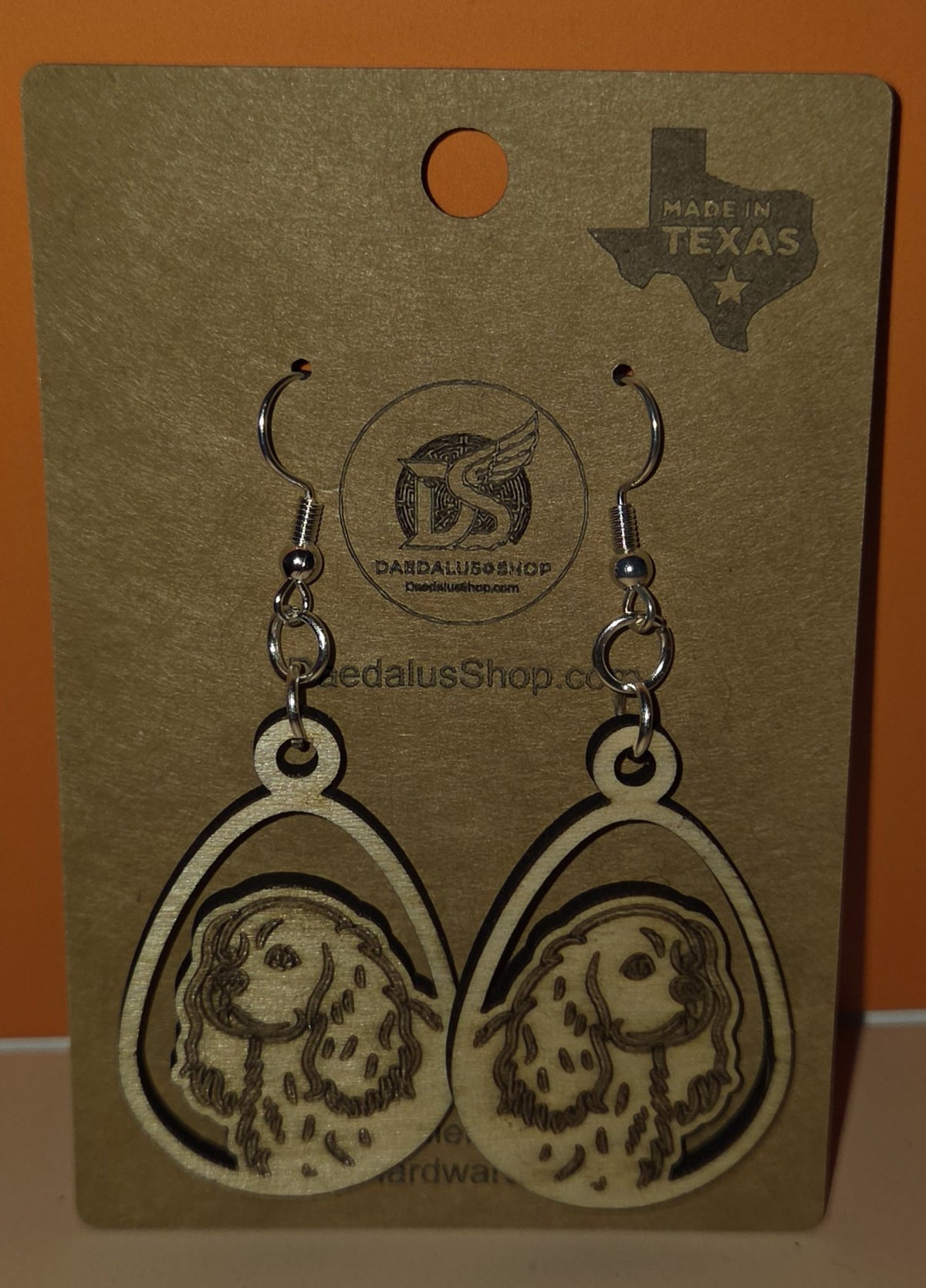 Wooden Teardrop Dog Breed Earrings - 12 Styles