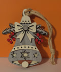 Four Layer Holly Snowflake and Bow Bell Ornament