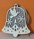 Two Layer Bell Shaped Dove/Church Ornament