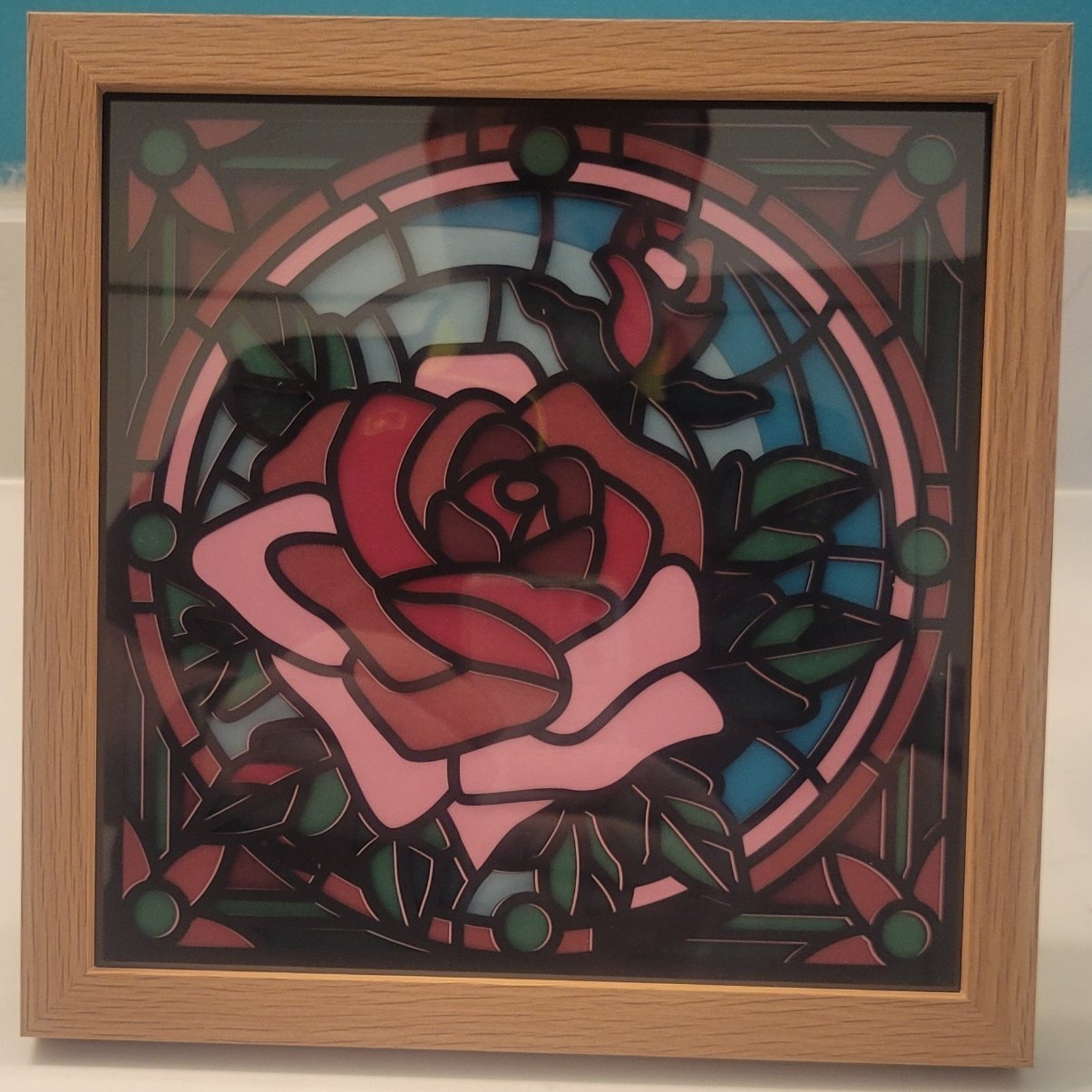 Stained Glass Rose 3D Shadow Frame